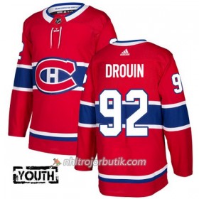 Barn Ishockey Montreal Canadiens Tröja Jonathan Drouin 92 Adidas 2017-2018 Röd Authentic